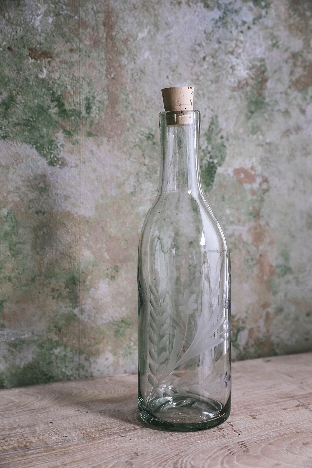 Handblown Etched Glass Bottle - Unique Decorative Vase for Home, Wedding, or Gift - Perfect for Floral Arrangements and Table Centerpieces
