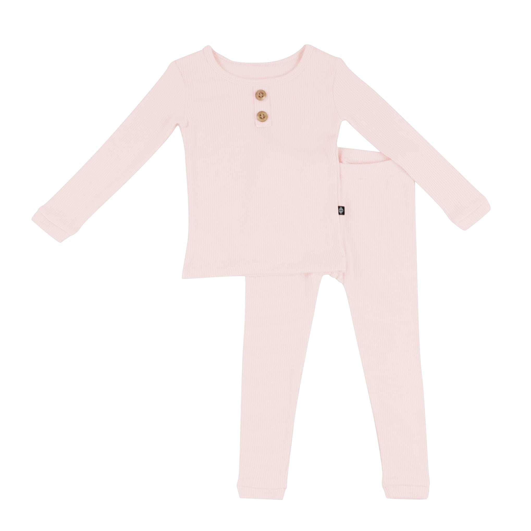 Soft Ribbed Henley Top & Shorts Set in Blush Pink | Women's Casual Loungewear for Home & Weekend Outings