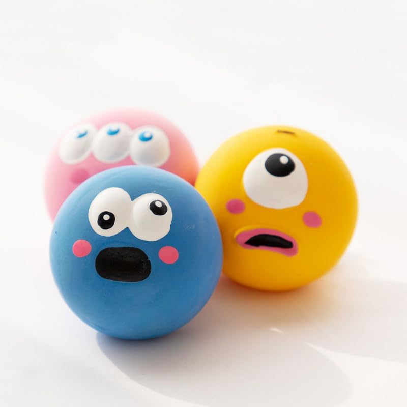 Natural Rubber Squeaker Ball - High Elasticity Latex Chew Toy for Ferrets, Kittens, Guinea Pigs & Rabbits - Tough Teeth Grinding Sound Toy for Small Animals - 6PC Set - Perfect for Exercise, Playtime & Stress Relief