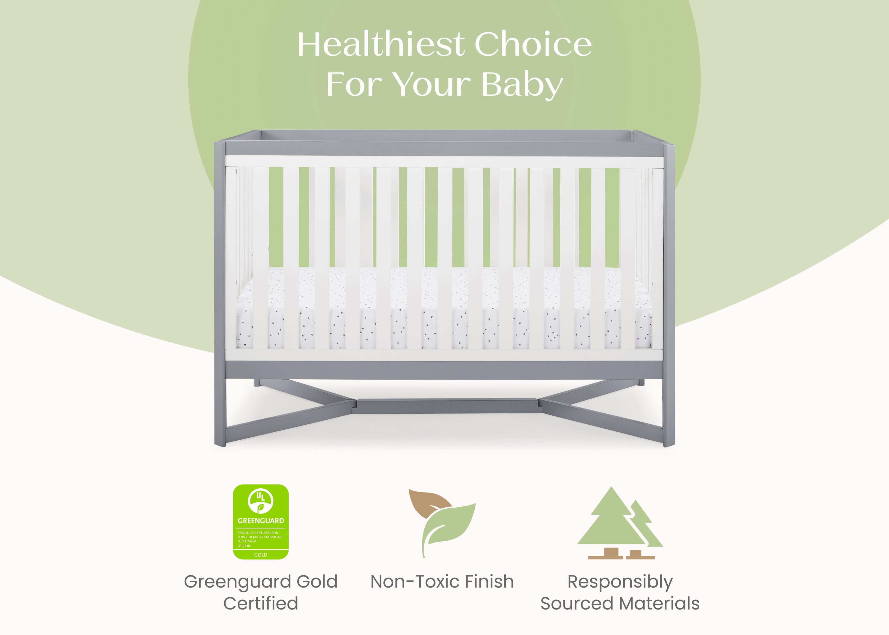 Tribeca 4-in-1 Convertible Baby Crib - White Nursery Furniture for Newborn to Toddler Bed - Perfect for Modern Nursery Rooms & Daycare Centers