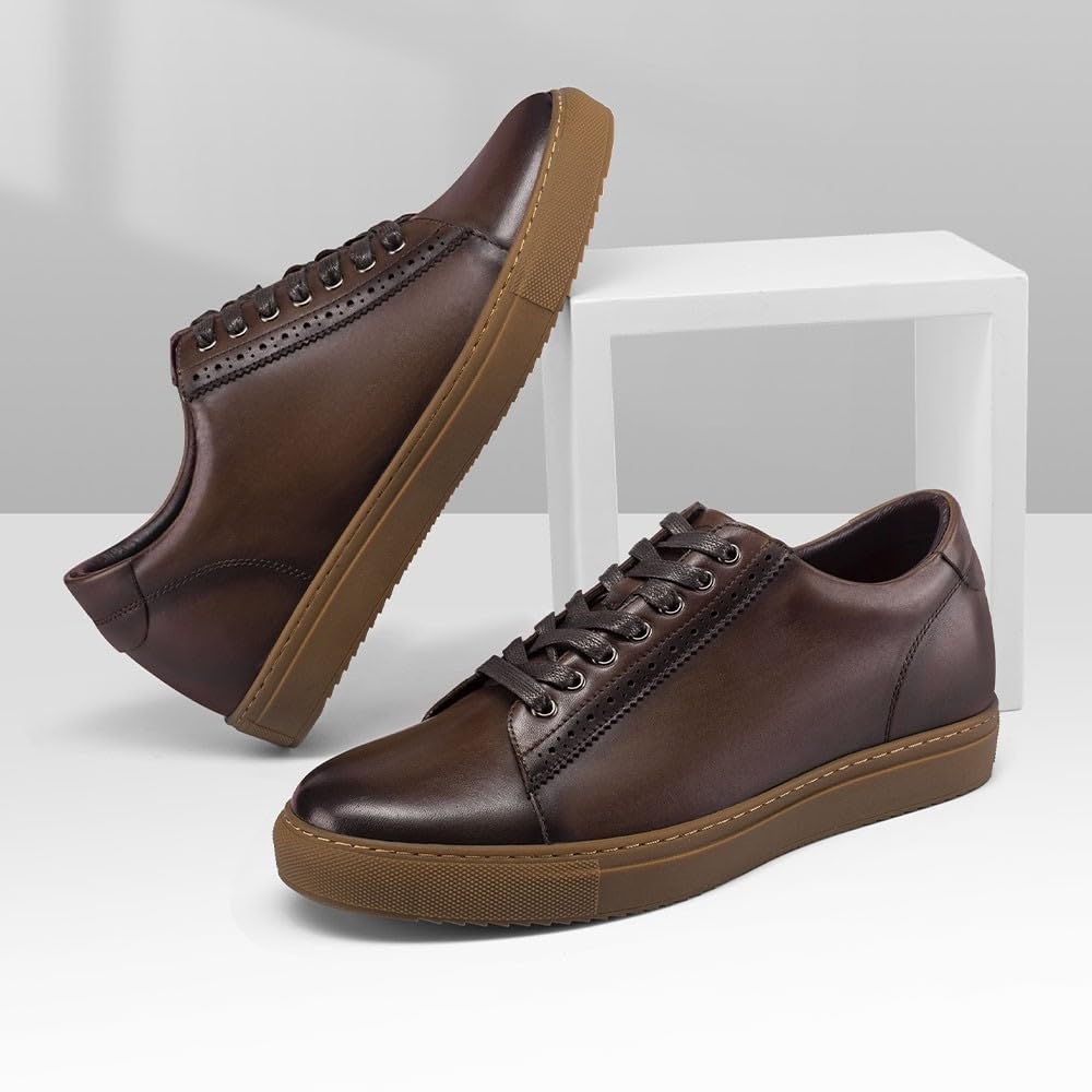 CHAMARIPA Men's Invisible Elevator Shoes - Height Increasing Sneakers with Hidden Heel (Adds 2-3 Inches) - Comfortable Lifting Shoes for Work, Dating & Formal Events