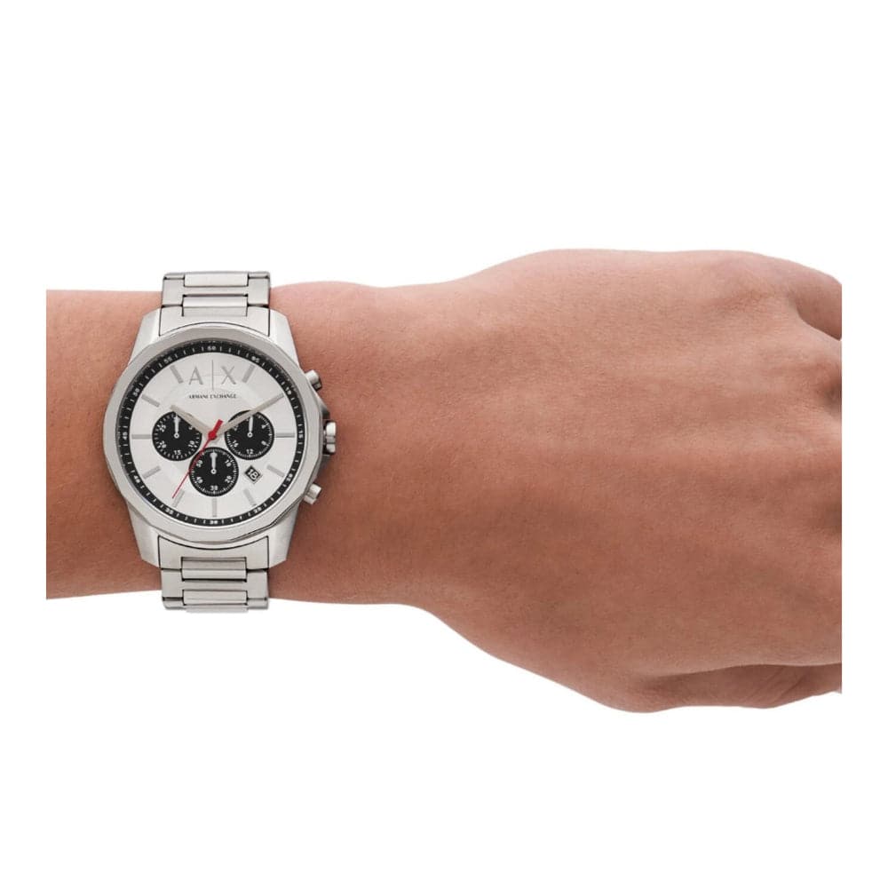 Armani Exchange AX1742 Men's Chronograph Watch - Silver Stainless Steel Band for Business, Casual & Formal Wear | Water Resistant & Durable