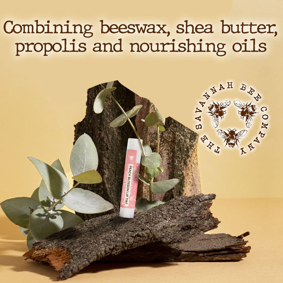 Savannah Bee Company Peach Blossom Lip Tint - Natural Moisturizing Lip Balm for Dry Lips with Honey & Beeswax | Perfect for Daily Hydration & On-the-Go Lip Care