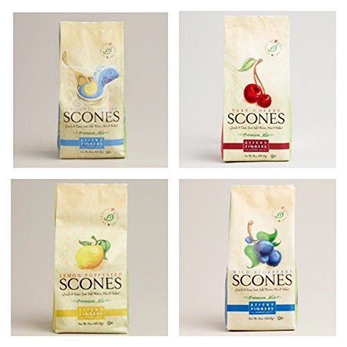 Sticky Fingers Scone Mix Variety Pack of 4 Flavors (Original, Wild Blueberry, Tart Cherry, Lemon Poppy Seed) - 15 Oz Each, 2 Pack - Perfect for Breakfast, Brunch, and Afternoon Tea