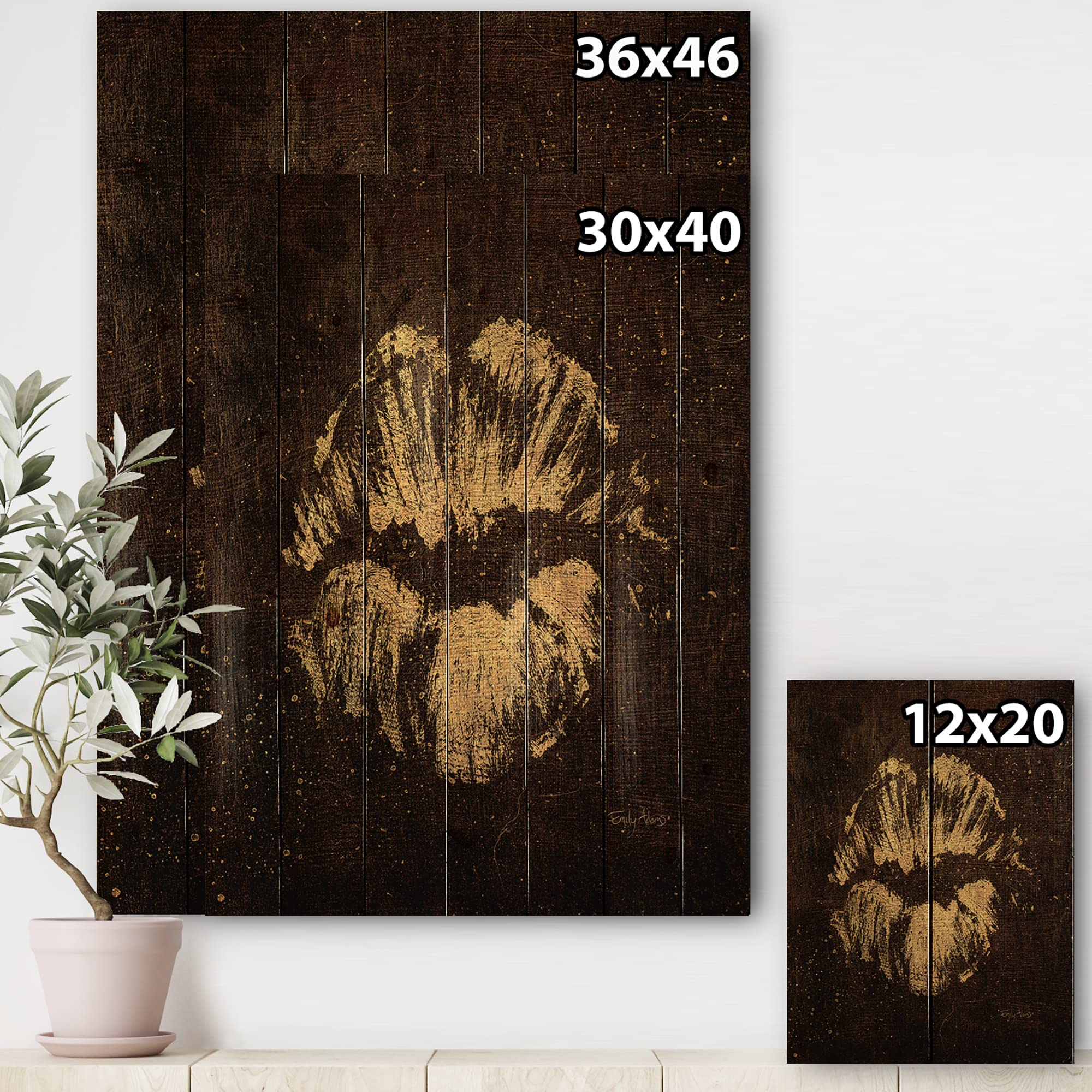 DesignQ Gold Fashions Lips Traditional Wood Wall Decor - Handcrafted Gold Wood Wall Art for Home & Office - Large Fashion Wood Wall Panels Printed on Natural Pine - Perfect for Living Room, Bedroom Decor & Wedding Gifts