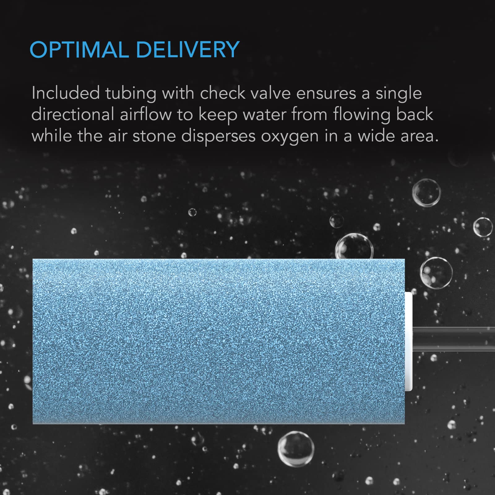 Adjustable Oxygen Air Pump Kit with Tubing, Check Valve & Air Stone - Quiet Aquarium Air Pump for Fish Tanks, Ponds, Hydroponics - Ideal for Oxygenation, Aeration & Healthy Aquatic Plants