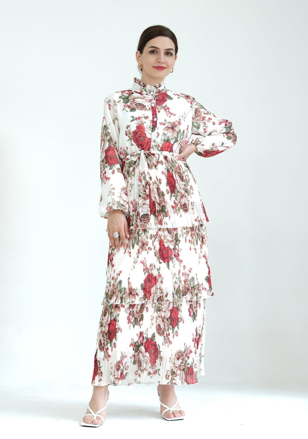 Fleur Maxi Dress - Elegant Red & Ivory Floral Summer Dress for Women | Perfect for Beach, Vacation & Casual Outings