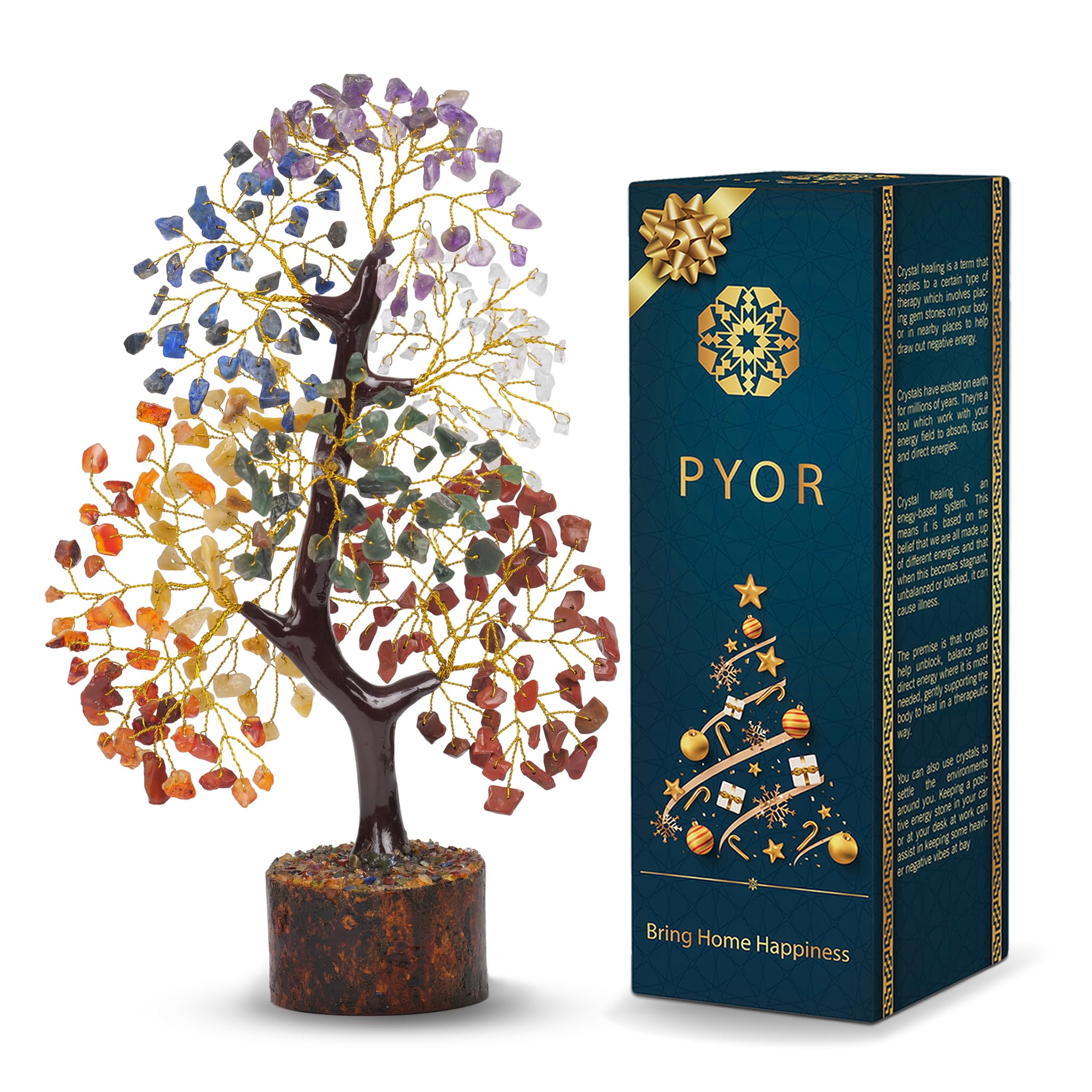 7 Chakra Tree of Life Decor with 300 Beads & Healing Crystals - Spiritual Meditation Accessories, Good Luck Office & Home Decor - Perfect Gift for Women, Housewarming, Birthday - Ideal for Yoga Studios, Meditation Spaces & Feng Shui Home Decor