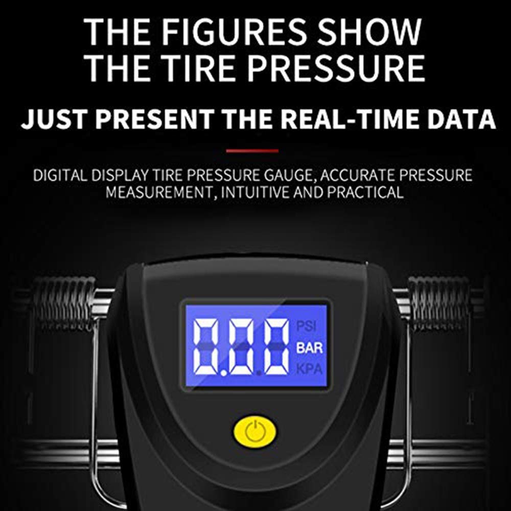 Portable Air Compressor Pump - Digital Tire Inflator with LCD Gauge, High Pressure 150PSI, Fast Inflation for Car, Motorcycle, Bike Tires - Perfect for Home, Garage & Roadside Emergency Use