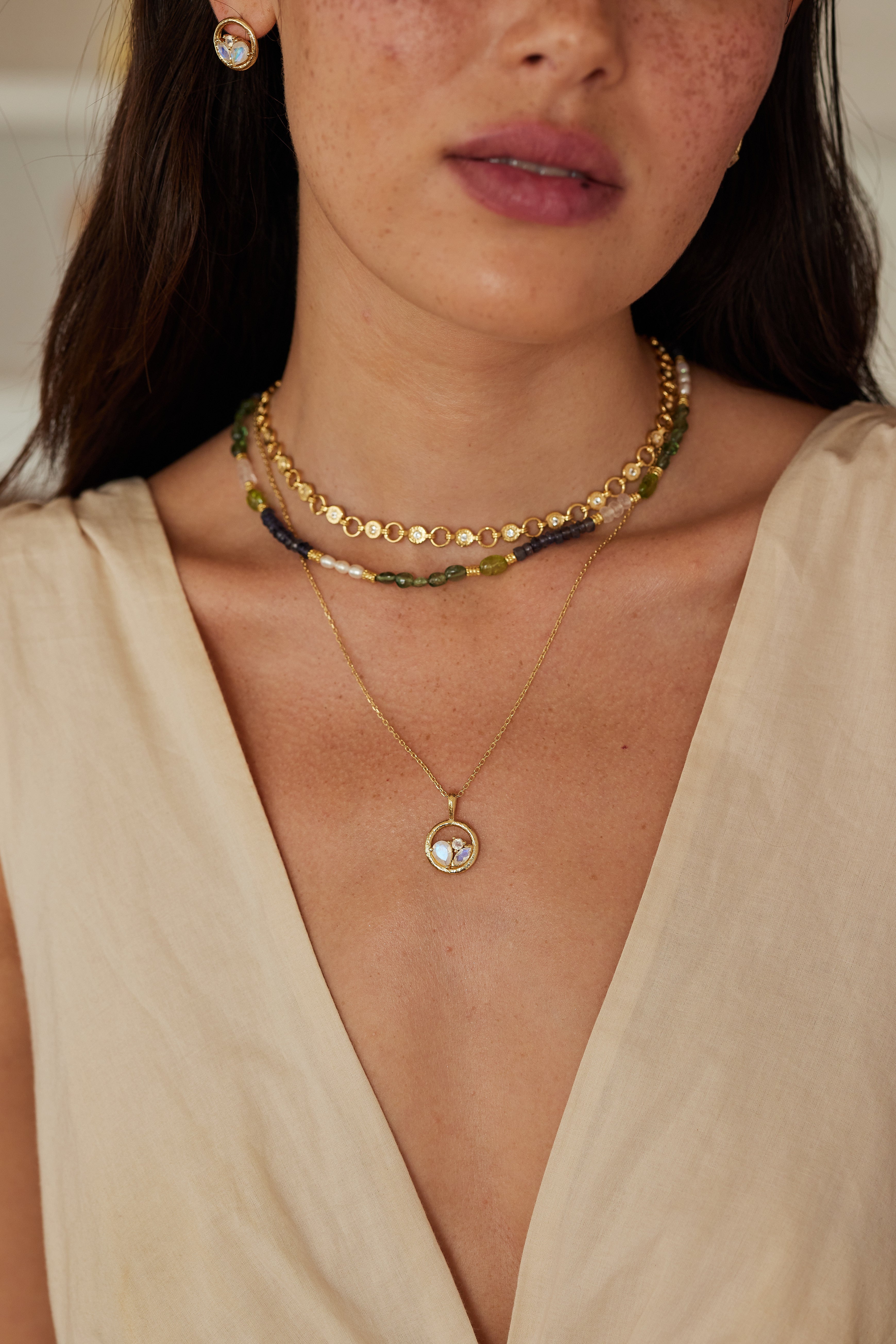 Ellipse Topaz Gold Necklace for Women - 14K Solid Gold Pendant with Genuine Blue Topaz Gemstone - Elegant Jewelry Gift for Birthday, Anniversary & Special Occasions