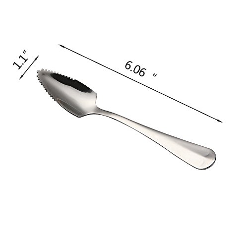 6-Piece Stainless Steel Grapefruit Spoon Set with Serrated Edge - 6 Inch Silver Kitchen Utensils for Fruit Salad, Desserts, and Breakfast