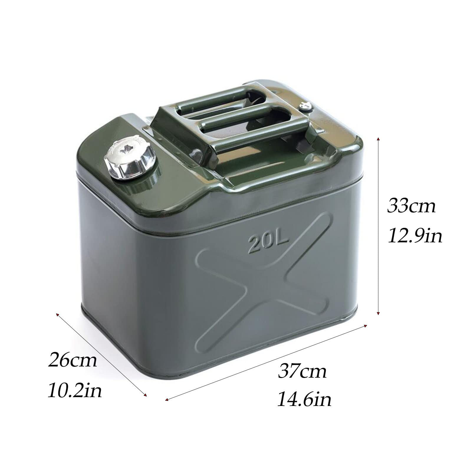 20L Metal Gas Can with Spout - Heavy Duty Portable Fuel Container for Gasoline & Diesel - Leak Proof & Rust Resistant - Ideal for Emergency Storage, Camping, Road Trips & Power Equipment