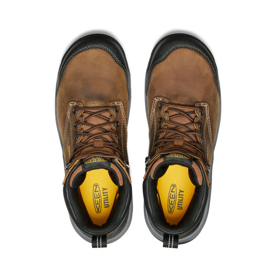 Men's Evanston 6 Waterproof Work Boot with Carbon Toe - Bison/Black - Durable Safety Boots for Construction, Hiking & Outdoor Work