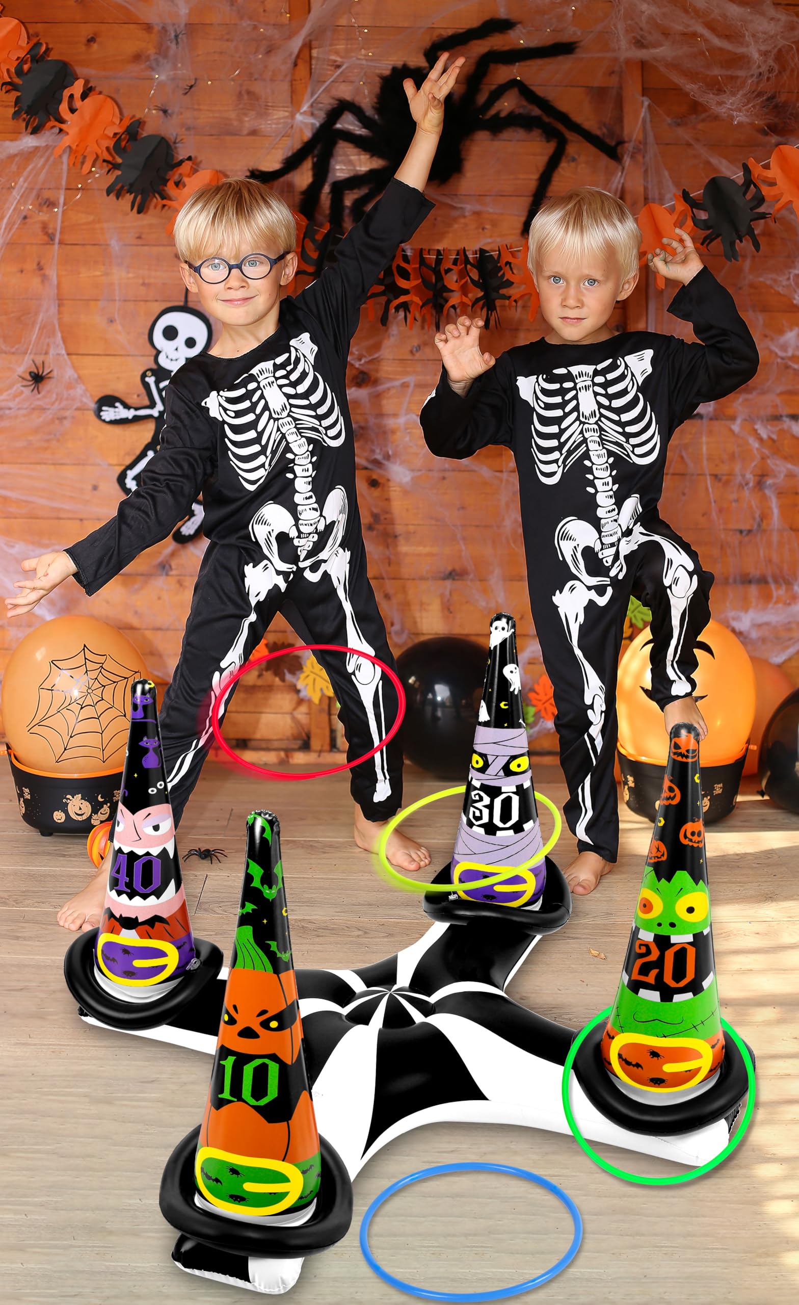 90Shine Inflatable Witch Hat Ring Toss Game for Halloween Party - Fun Indoor/Outdoor Game for Kids & Adults