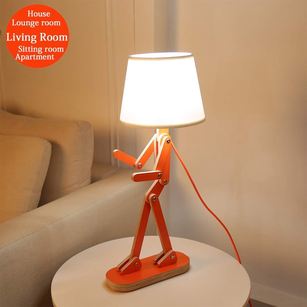 Modern Orange Floor Lamp & Kids Table Lamp - Adjustable Brightness for Living Room, Bedroom, and Nursery Decor