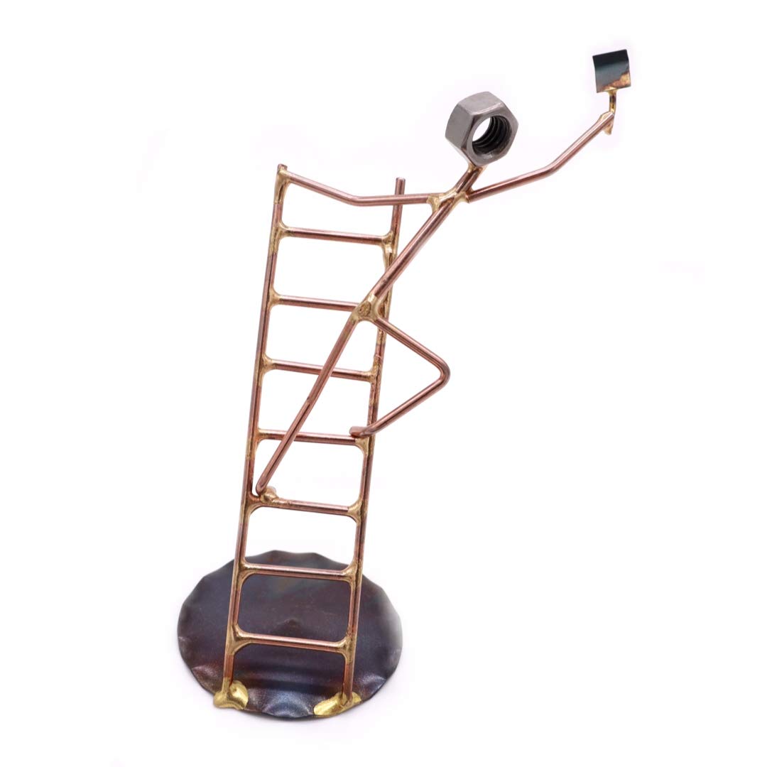 Handmade Metal Art Figurine - House Painter Collectible, Desk Decor, Office Trophy, Construction Worker Gift for Boss | Perfect for Office Décor, Construction Themed Parties & Retirement Gifts