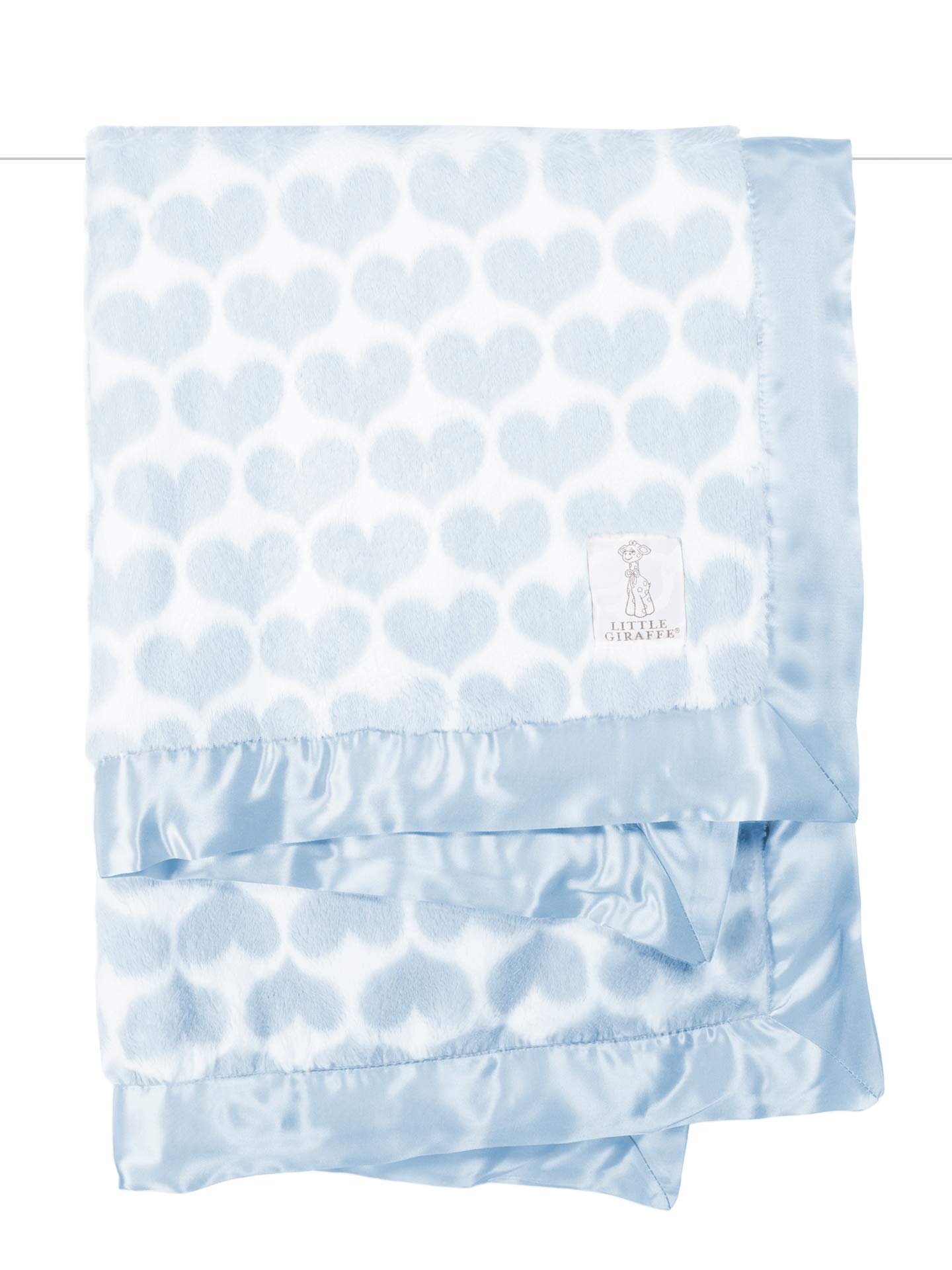 Little Giraffe Luxe Heart Army Baby Blanket - Soft Plush Blue Blanket for Newborns & Toddlers - Perfect for Nursery, Stroller, Car Seat & Gift Giving