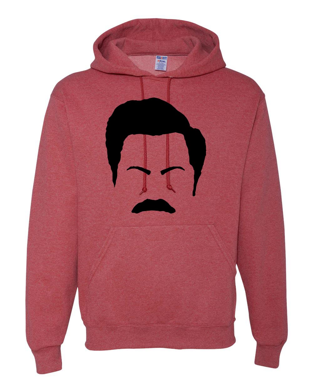 Wild Bobby Parks and Rec Fans Ron Swanson Mustache Face Silhouette Pop Culture Unisex Graphic Hoodie Sweatshirt - Perfect for TV Show Lovers, Cosplay, and Casual Wear