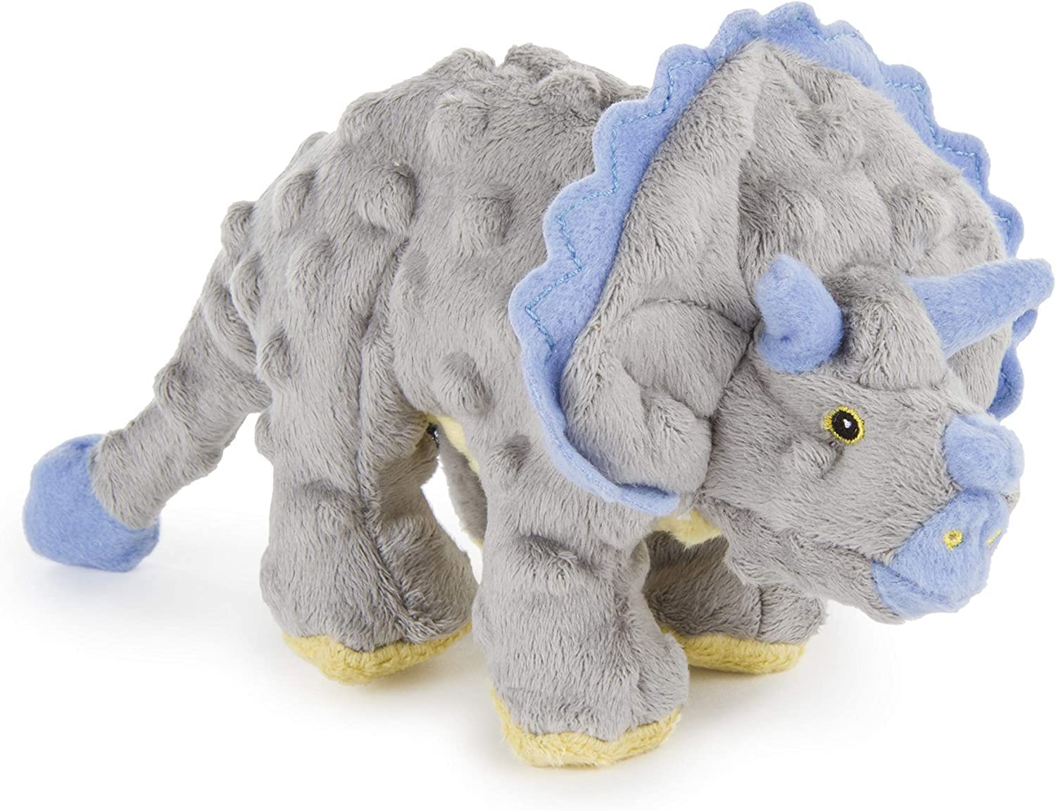 goDog Dinos Frills Squeaky Plush Dog Toy with Chew Guard Technology - Gray Small Dinosaur Chew Toy for Puppies & Small Dogs | Interactive Play, Training Reward, Teething Relief