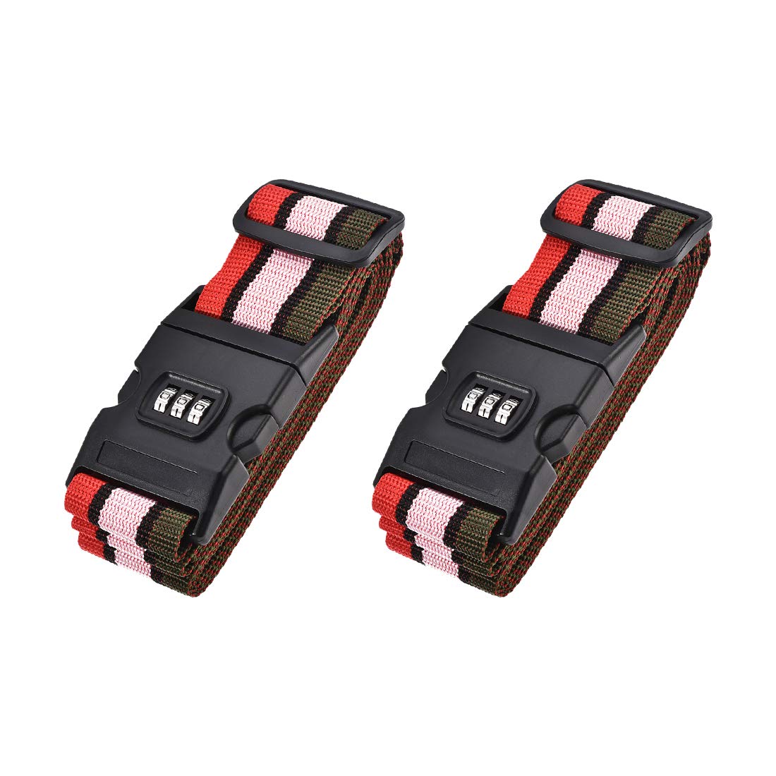 Adjustable Luggage Straps with Lock - 2PCS Travel Belt for Suitcases (Red/Pink/Green) - Secure Packing for Air Travel