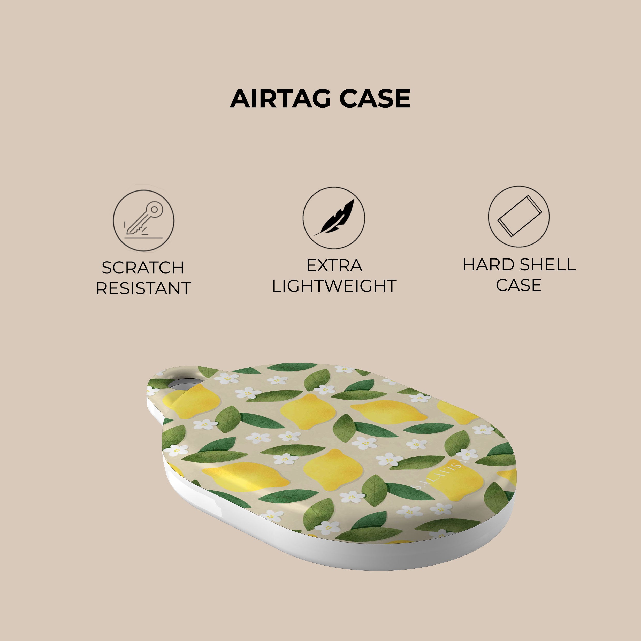 Lemon Summer Mix AirTag Holder - Cute & Durable Keychain for Apple AirTag - Perfect for Travel, Luggage, Pets & Backpacks