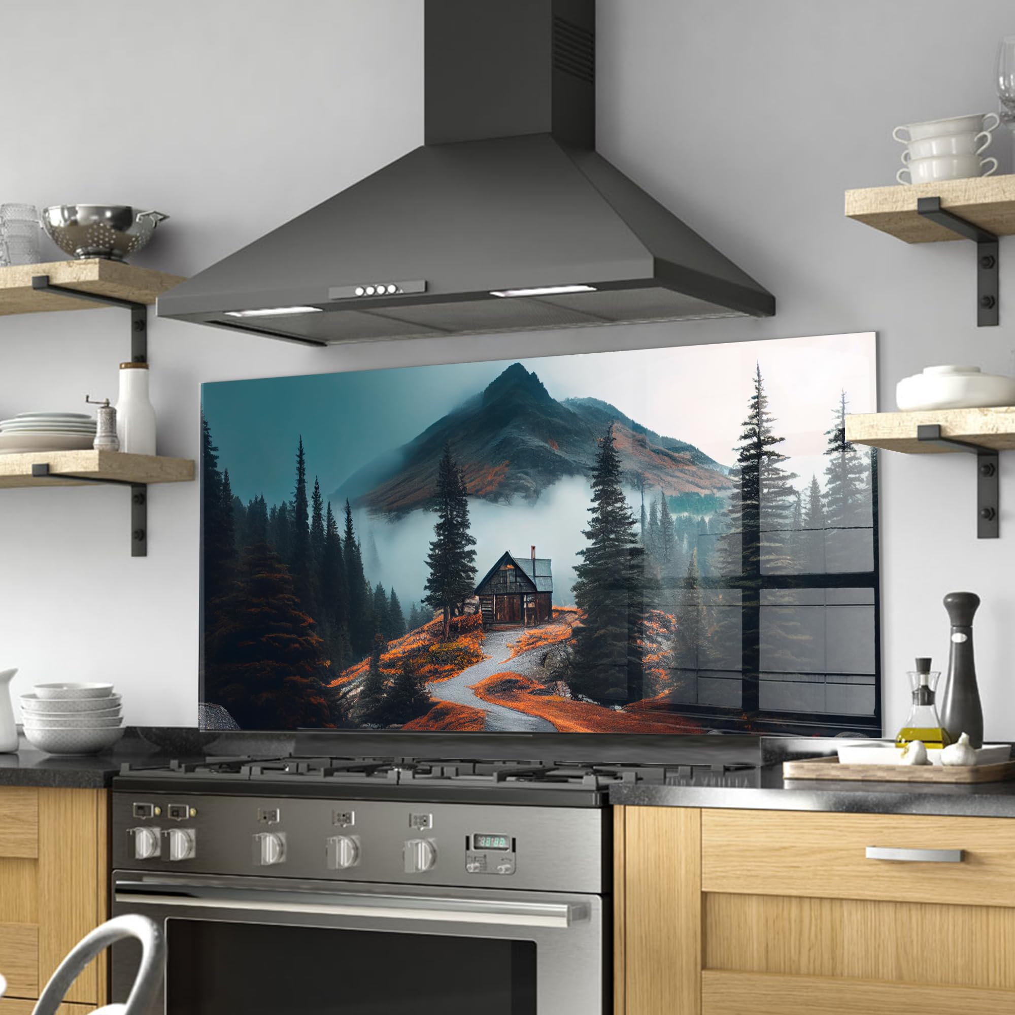 Premium Tempered Glass Kitchen Backsplash - 36x30 Inches (91x76cm) Heat-Resistant Stove Splash Guard & Decorative Wall Tile for Modern Home Kitchens - Perfect for Cooking, Baking & Easy Cleaning