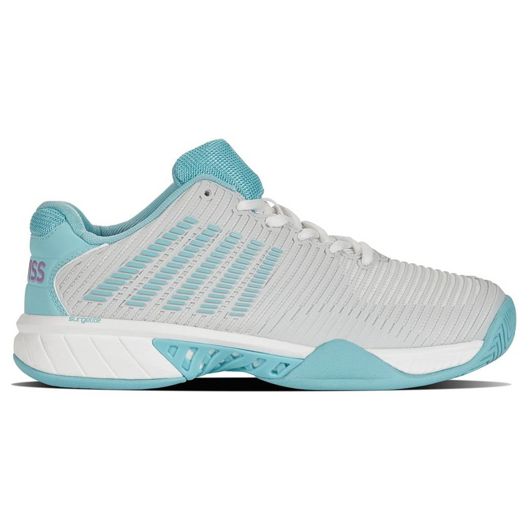 K Swiss Hypercourt Express 2 Women's Tennis Shoes - Brilliant White/Angel Blue | Lightweight & Durable Court Shoes for Women | Perfect for Tennis, Pickleball & Casual Wear