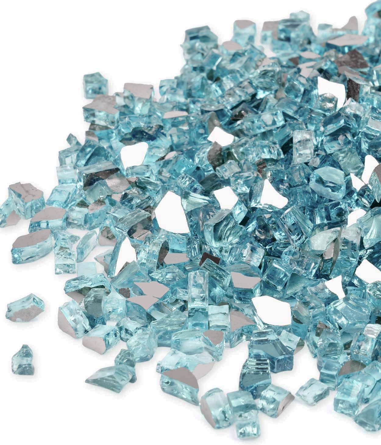 GASPRO 35 lbs Fire Glass for Propane Fire Pit - 1/2 Inch Reflective Fireplace Glass Rocks for Fire Pit Table in Caribbean Blue | Decorative Fire Pit Accessories for Outdoor Patio, Backyard & Garden Decor