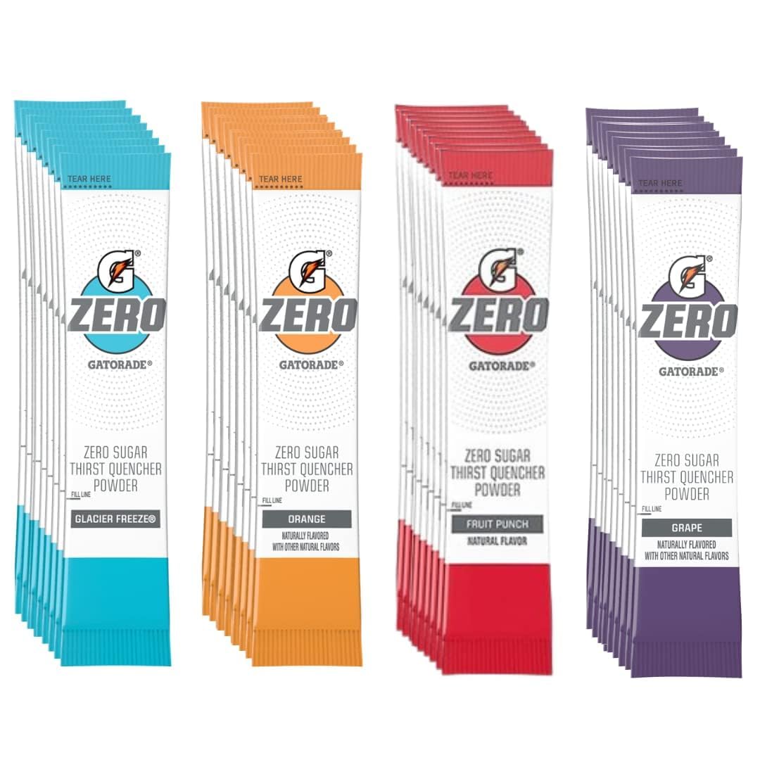 G Zero Powder - 40 Packets Variety Pack with Assorted Flavors | Sugar-Free Energy & Hydration Boost for Workouts, Travel & Outdoor Activities