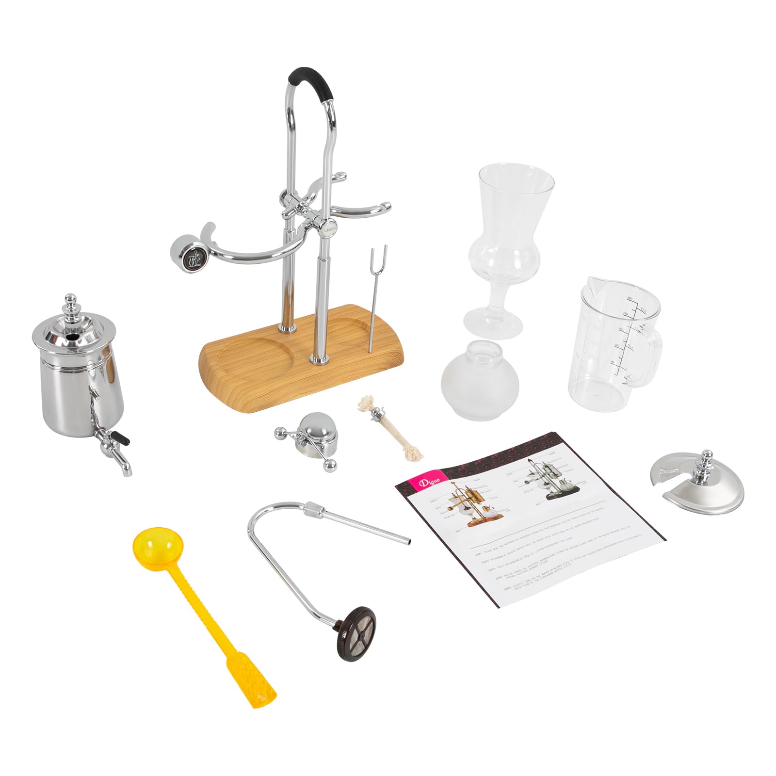 Premium Belgian Siphon Coffee Maker - 180° Rotating Faucet, Multi-Function for Coffee & Tea Brewing, Antique Design with Handle, 9.3x4.7x14.96 Inch Silver - Perfect for Home Baristas & Coffee Enthusiasts, Ideal for Kitchen, Office or Gift Giving