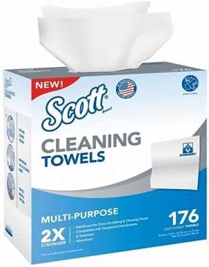 Scott Cleaning Towels - Super Absorbent Microfiber Cloths for Kitchen, Bathroom, Car & Household Cleaning - Pack of 12 (Blue) - Perfect for Dusting, Wiping Surfaces & Streak-Free Shine