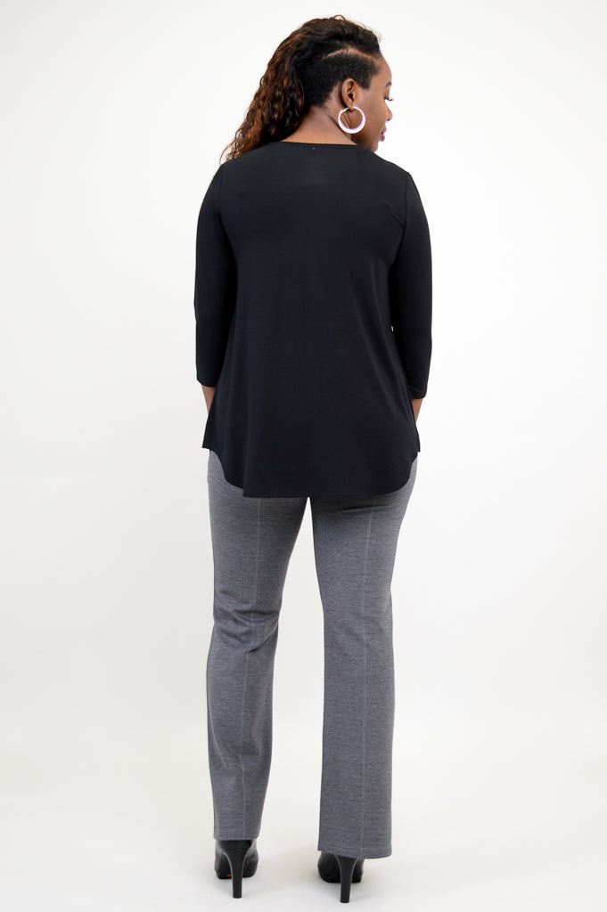 Jackie 3/4 Sleeve Bamboo V-Neck Top for Women - Soft & Breathable Black Shirt - Perfect for Yoga, Workout & Casual Wear