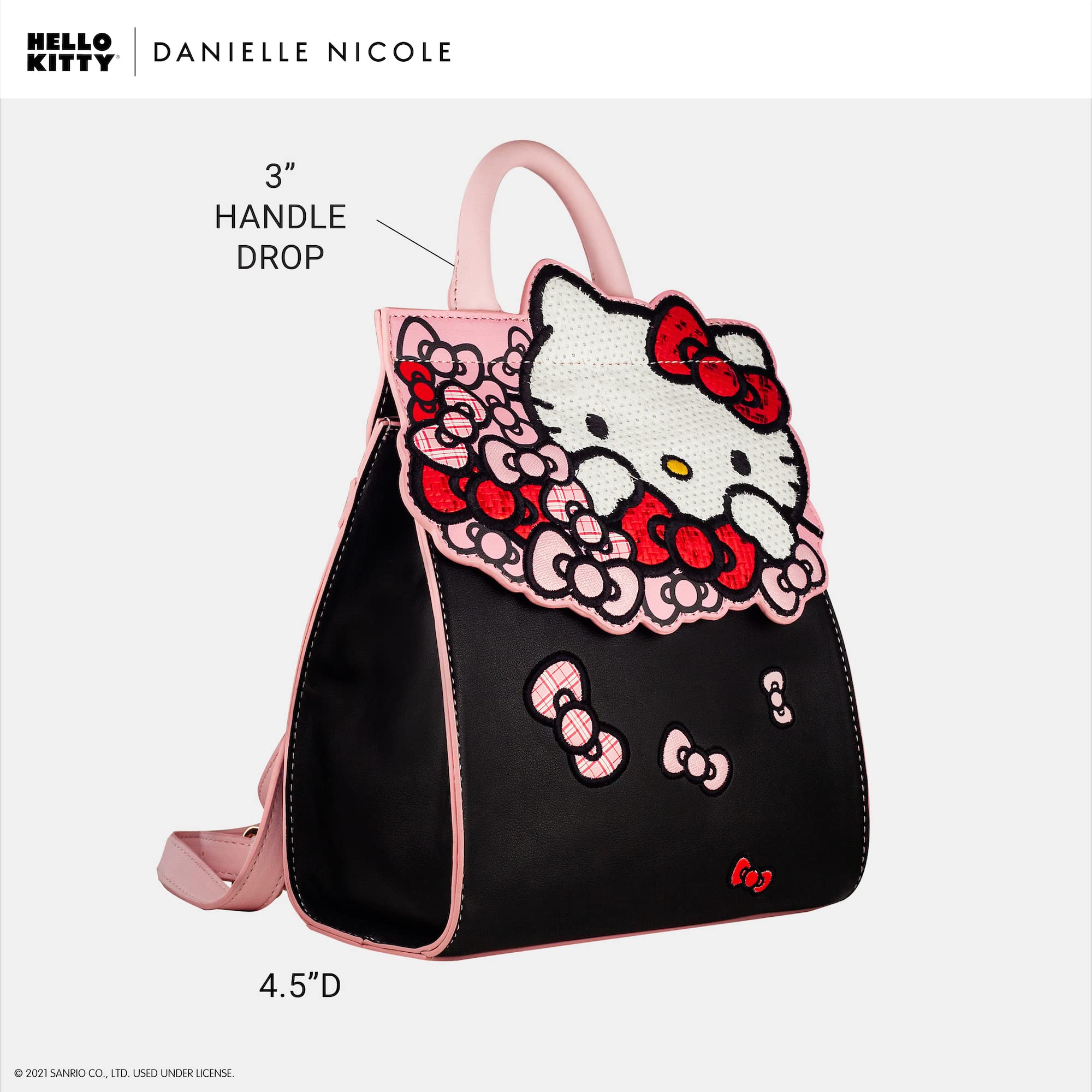 Hello Kitty Mini Backpack with Bow Design - Black Cute Purse for Girls, Women | School, Travel, Shopping, Daily Use