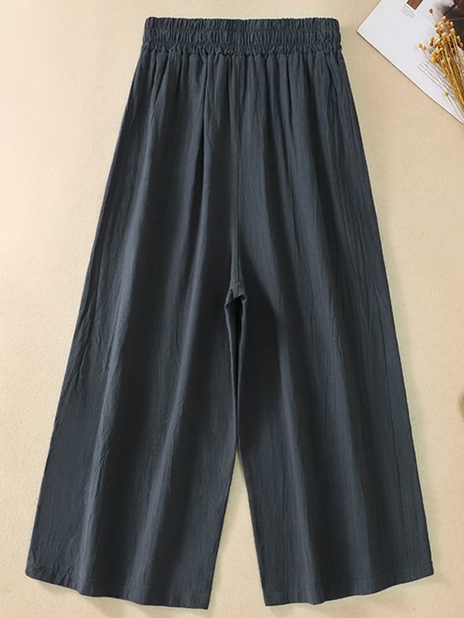 Lovevop Women's Cotton High Waisted Wide Leg Capri Pants - Comfortable Loose Fit Casual Summer Pants for Work, Travel & Everyday Wear