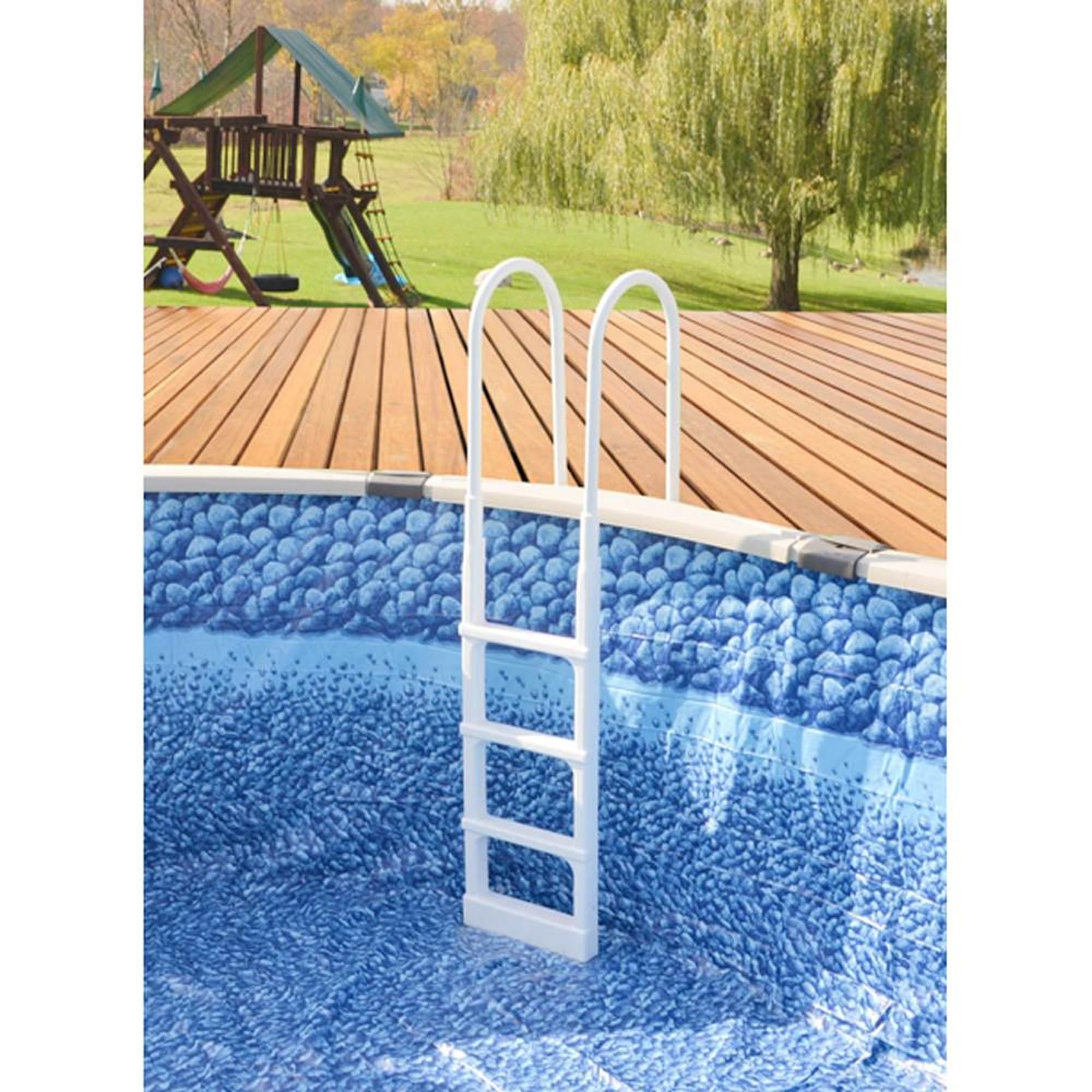 ProSeries In-Pool Deck Ladder for 48-54 Inch Above Ground Swimming Pools - Heavy Duty White Safety Ladder for Easy Pool Entry & Exit | Perfect for Backyard, Inground & Residential Pools