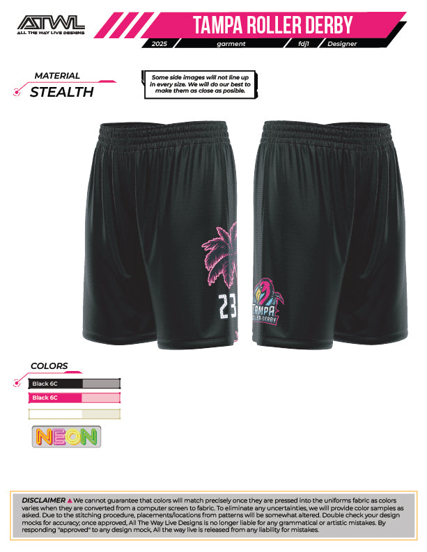 Tampa Roller Derby Men's Full Dye Athletic Shorts - Breathable Workout Shorts for Running, Gym & Casual Wear