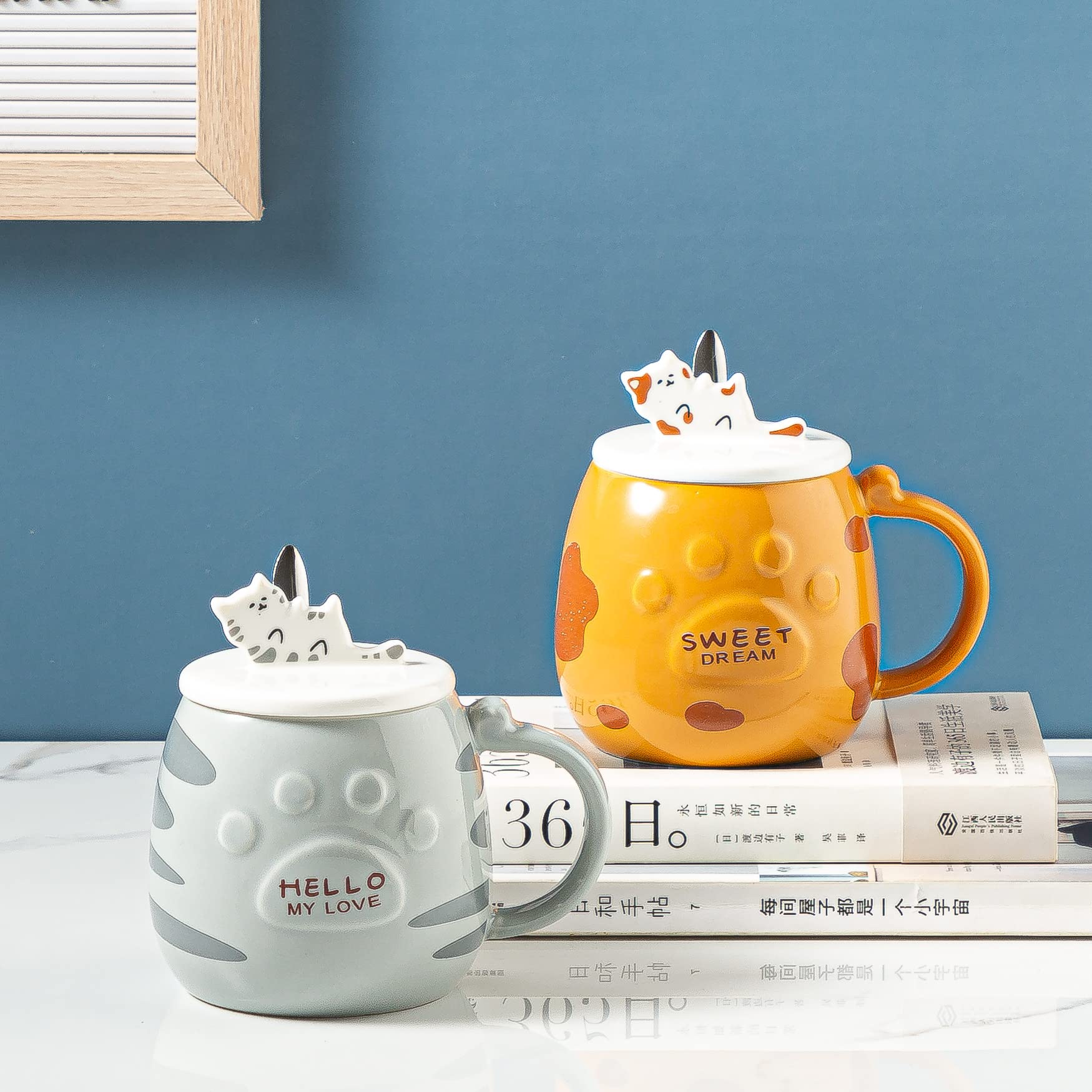 Floette Cute Cat Ceramic Coffee Mug - 12oz Novelty Cat Lover Gift for Tea & Coffee - Perfect for Home, Office & Cat Themed Parties