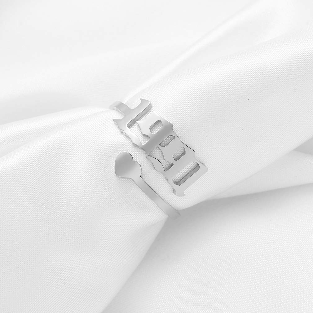 SKQIR Adjustable Initial Number Birth Year Ring for Women - Gold & Silver Stainless Steel Open Promise Ring, Engagement Wedding Band, Delicate Jewelry Gift for Her - Perfect for Anniversaries, Valentine's Day & Special Occasions