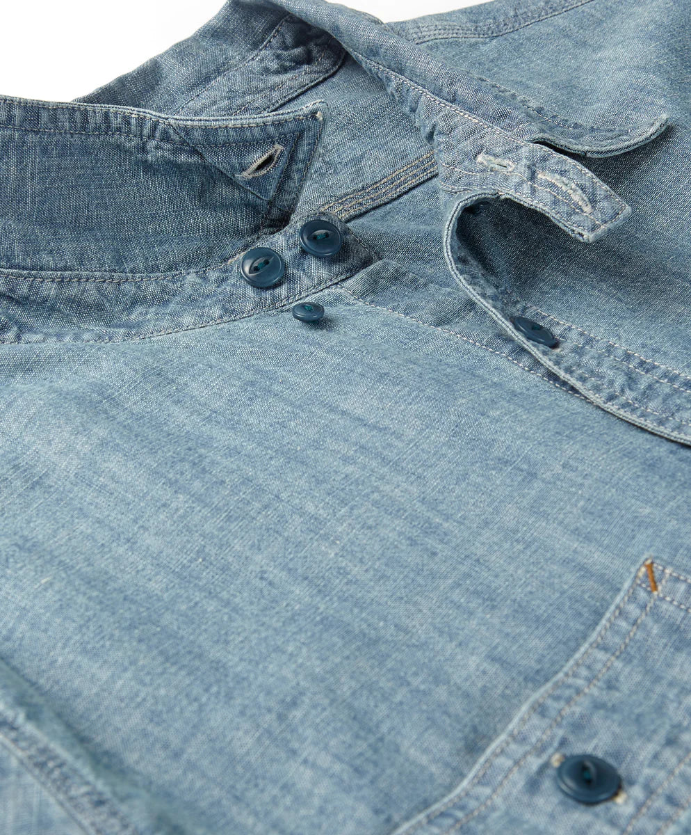 Men's Chambray Utility Shirt - Casual Button Down Work Shirt with Chest Pockets | Perfect for Outdoor Activities, Workwear & Everyday Style