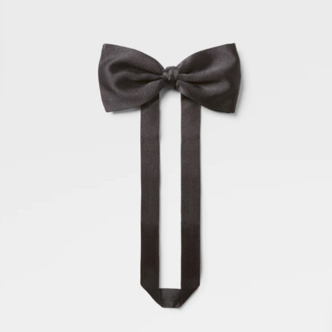 Elegant ZEGNA Black Silk Bow Tie for Men - Perfect for Weddings, Formal Events & Black Tie Occasions