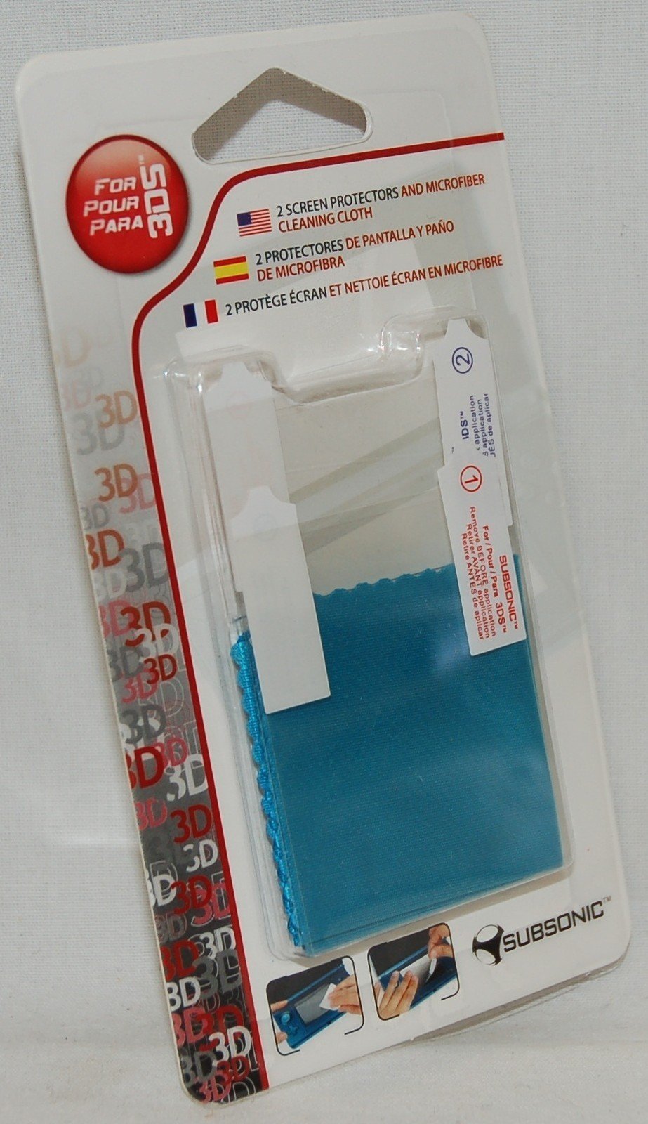 2 Pack NEW Subsonic Nintendo 3DS Screen Protectors with Cleaning Cloth - Retail Packaging - Perfect for Gaming Protection & Scratch Prevention