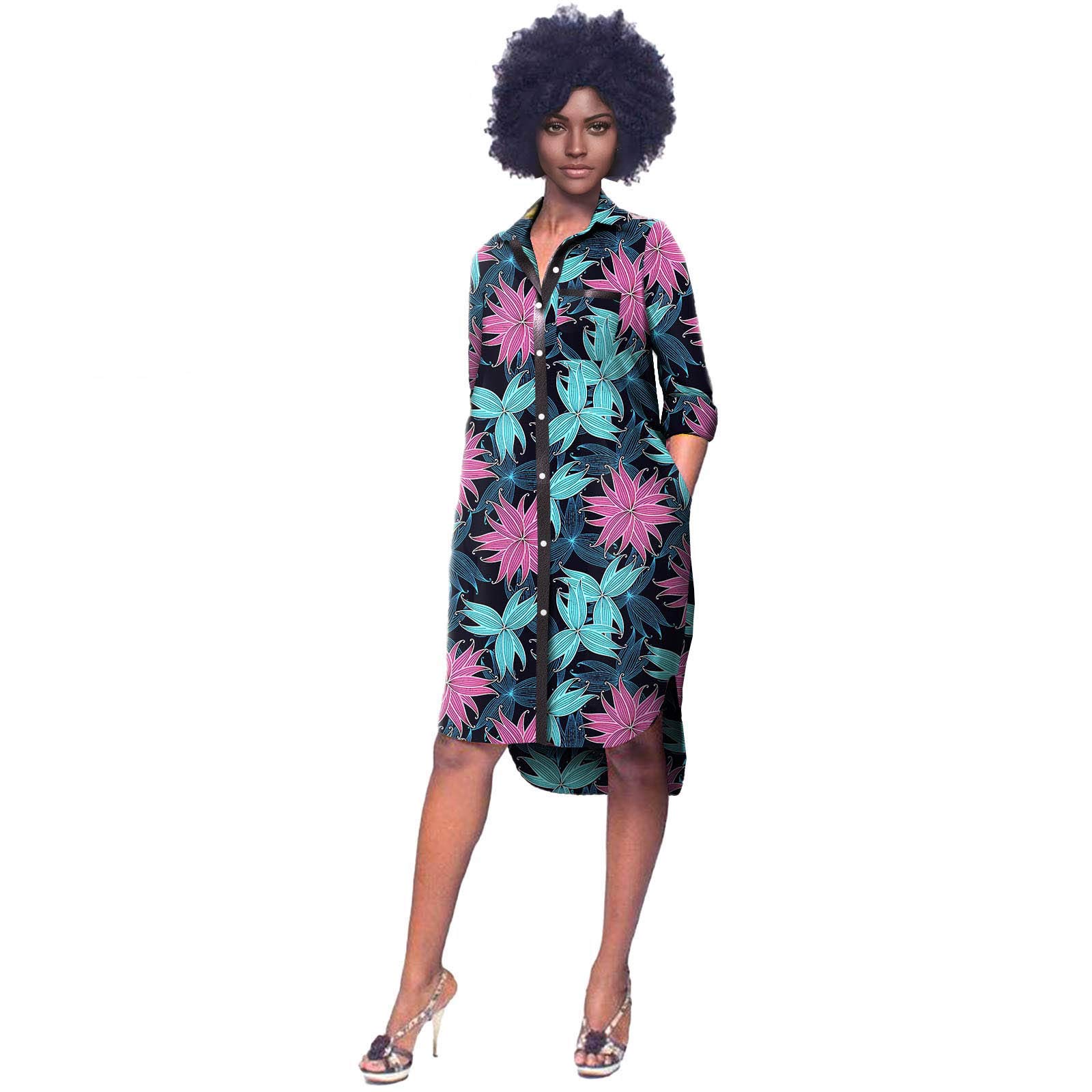 African Print Dresses for Women Plus Size - Loose Fit Casual Wax Attire Traditional Vintage Party Dress - Perfect for Summer Outfits, Beach Vacations & Cultural Events