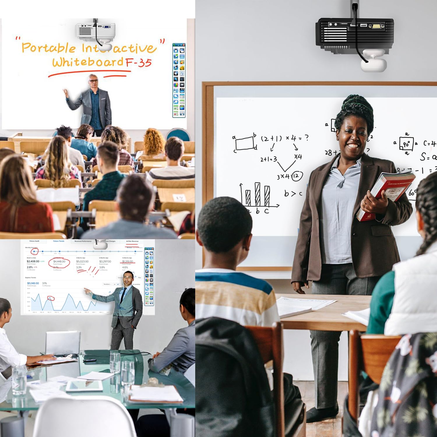 Interactive Whiteboard System for Windows PC - Smart Pen Compatible for Home, Office & Classroom Use | Long Focus Digital Whiteboard for Presentations, Online Teaching & Collaborative Work