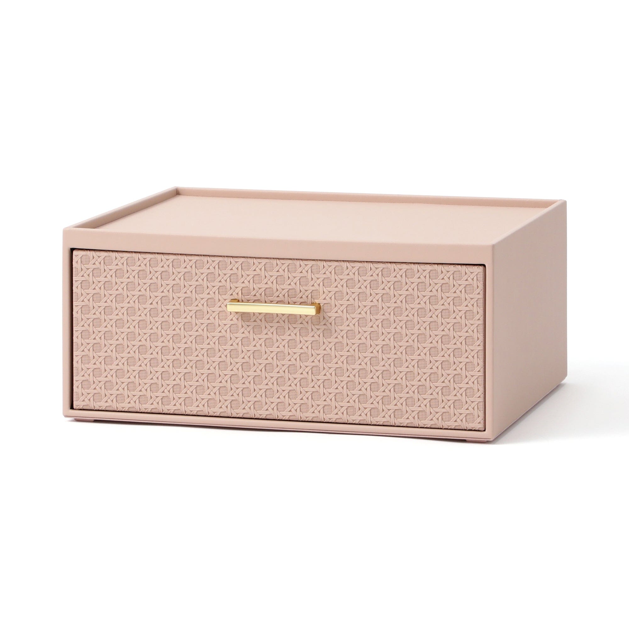 Pink Embossed Stacking Drawer Organizer - Small Plastic Storage Bins for Jewelry, Makeup & Office Supplies | Compact Drawer Organizer for Bedroom, Bathroom & Desk