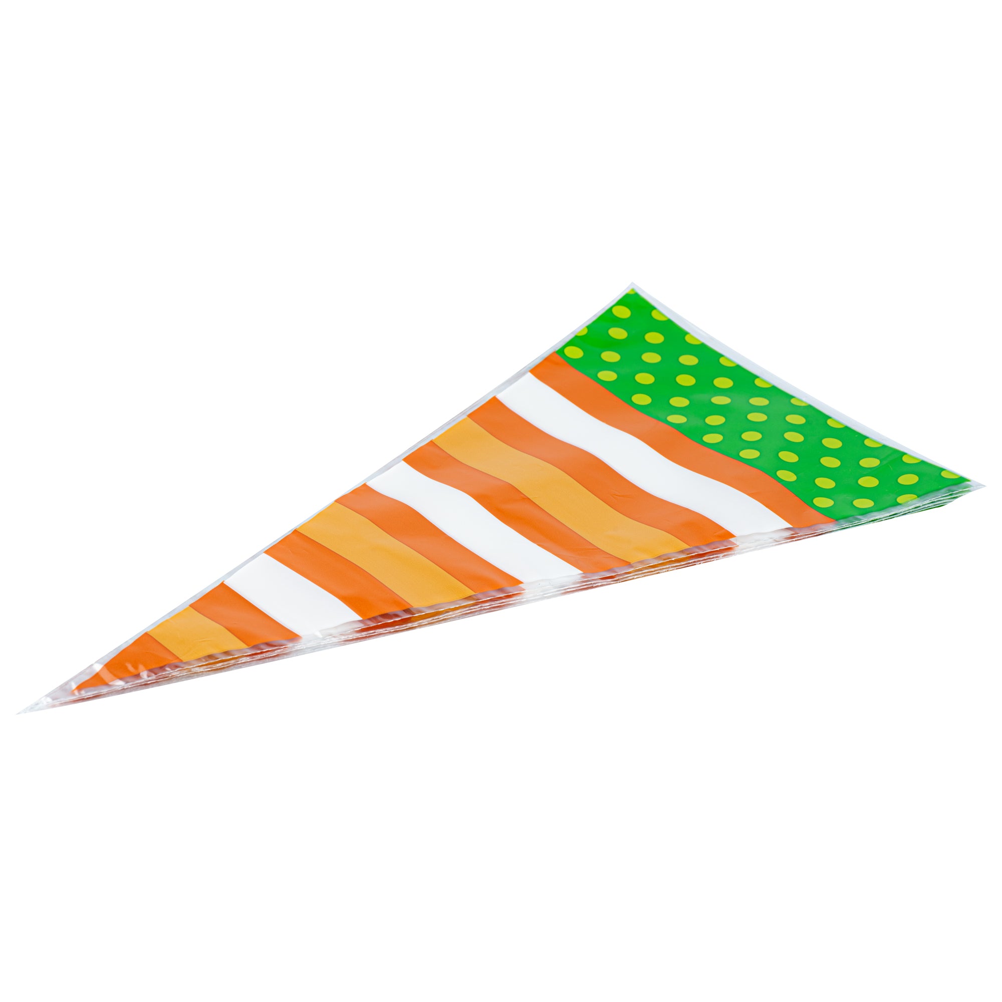 Plastic Cone Bags with Stripes & Polka Dots - 6x11 Inches, 100 Count Box - Perfect for Candy, Snacks, Party Favors & Gift Packaging