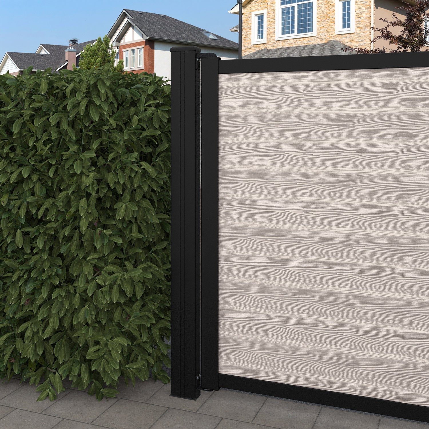 Classic Alnara Curved Top Driveway Gate - Mid Stone End Screen - Elegant Iron Entry Gate for Home Security & Curb Appeal | Perfect for Residential Driveways, Villa Entrances & Property Boundaries