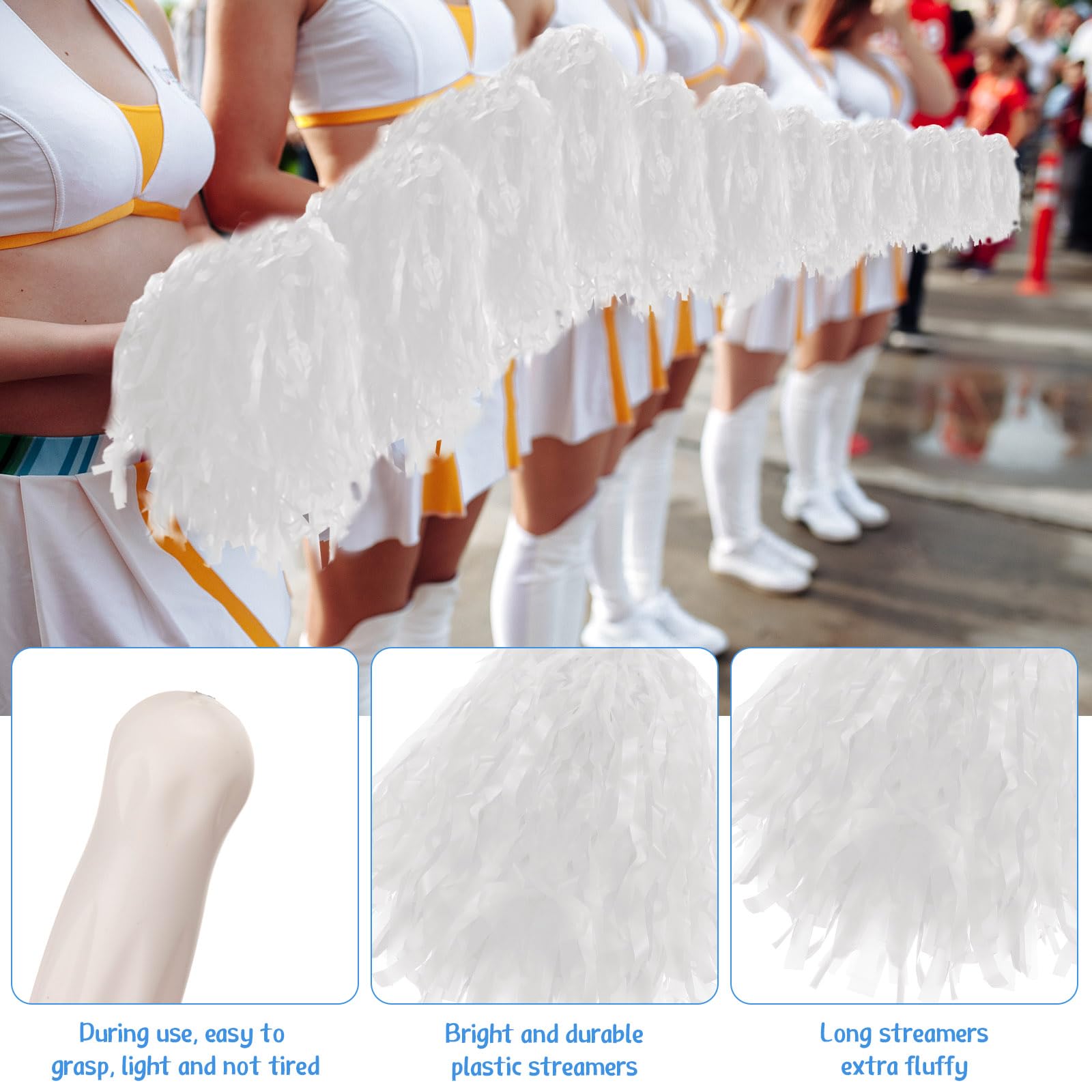80 Pcs Cheerleading Pom Poms with Handles - Bulk Cheer Dance Pompoms for Sports, Gymnastics, Cheerleading Teams & Party Decorations - Perfect for Cheer Competitions, School Events & Pep Rallies
