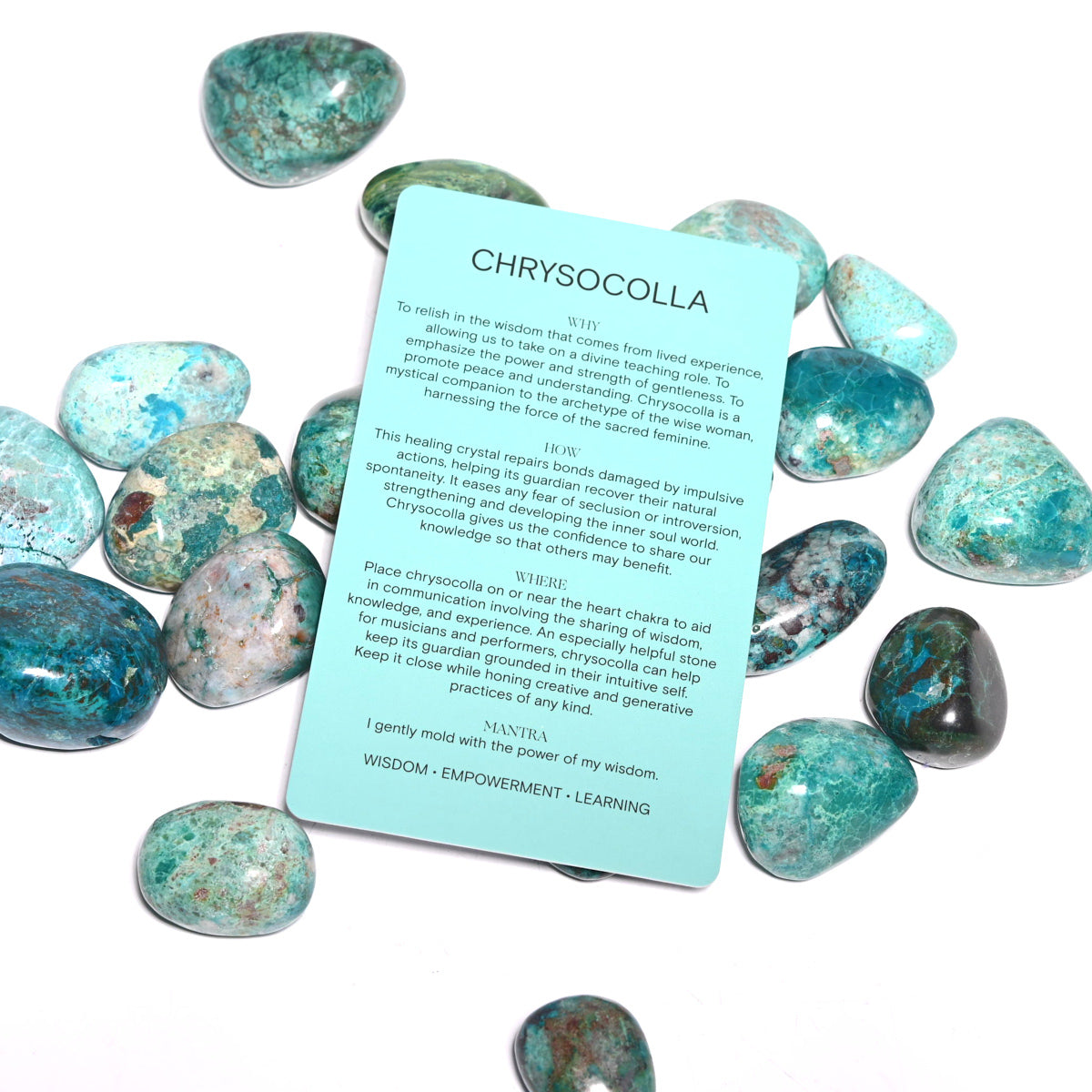Natural Chrysocolla Tumbled Stones Set of 3 - Healing Crystals for Meditation, Jewelry Making & Home Decor
