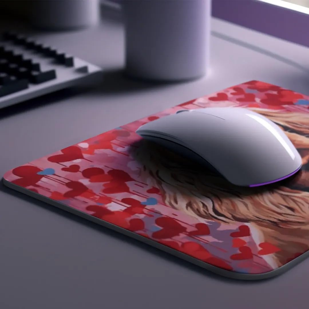 Non-Slip Rubber Mouse Pad with Cocker Spaniel & Red Hearts Design - Perfect for Home Office, Computer Desk, Laptop Use - Ideal Gift for Dog Lovers (Puppy Love Theme)