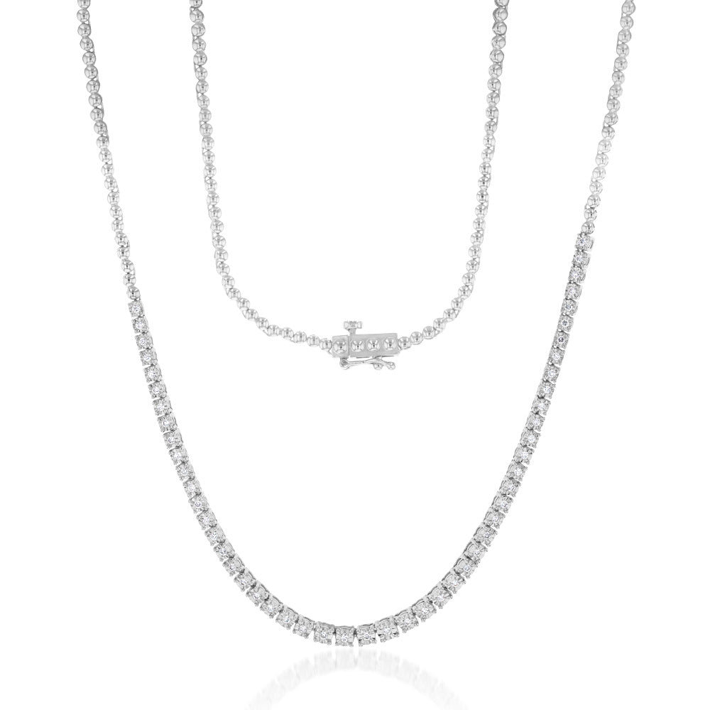 1/2 Carat Lab Grown Diamond Tennis Necklace - 45cm Sterling Silver Jewelry for Women - Perfect for Weddings, Anniversaries & Special Occasions